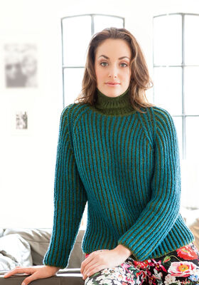 RAGLANPULLI IM ZWEIFARBIGEN PATENTMUSTER Alta Moda Alpaca von Lana Grossa