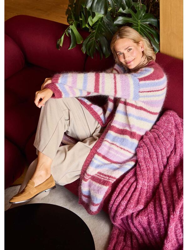 Lana Grossa MANTEL GLATT RECHTS IN STREIFEN Mohair Moda