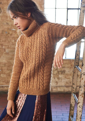 PULLI MIT ZOPF-, FISCHGRÄT- UND QUERRIPPENMUSTER Alta Moda Alpaca von Lana Grossa