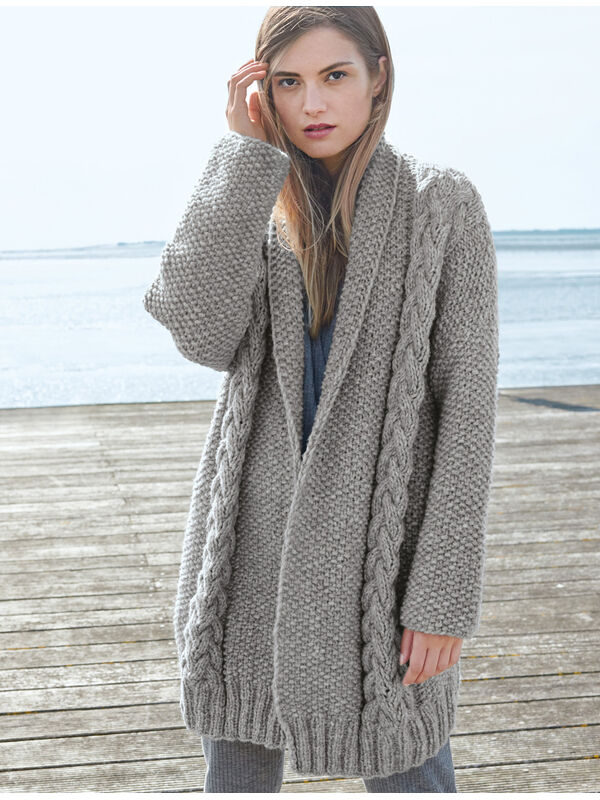 Lana Grossa JACKE IM PERLMUSTER MIT ZOPFSTREIFEN Lala Berlin Lovely Cotton