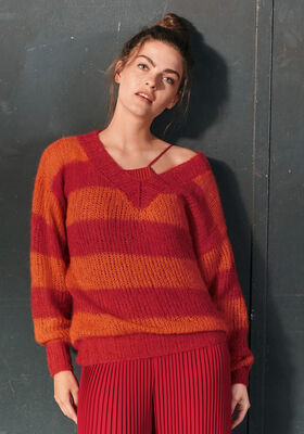 V-PULLI IN BLOCKSTREIFEN Silkhair von Lana Grossa