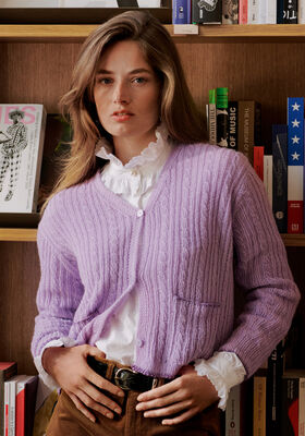 CARDIGAN IM ZOPF-RIPPENMUSTER Ecopuno & Brillino von Lana Grossa