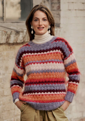 PULLOVER IM VERSETZTEN RIPPENHEBEMASCHENMUSTER Brigitte No. 3 von Lana Grossa