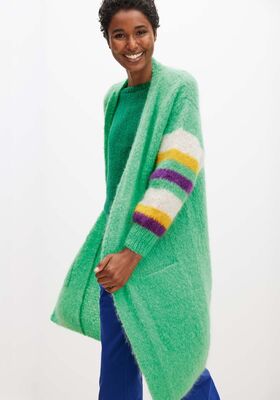 LONGCARDIGAN GLATT RECHTS MIT STREIFENÄRMELN Mohair Moda von Lana Grossa