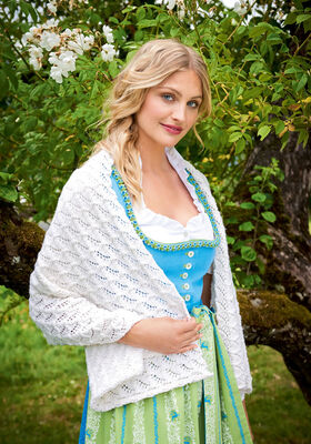 WEISSE STOLA IM WELLEN-AJOURMUSTER Cool Wool von Lana Grossa