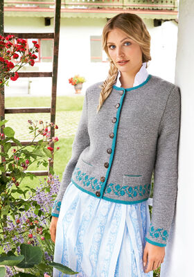 DAMENJANKER MIT BLATTBORDÜREN  Alpina/Cool Wool Big von Lana Grossa