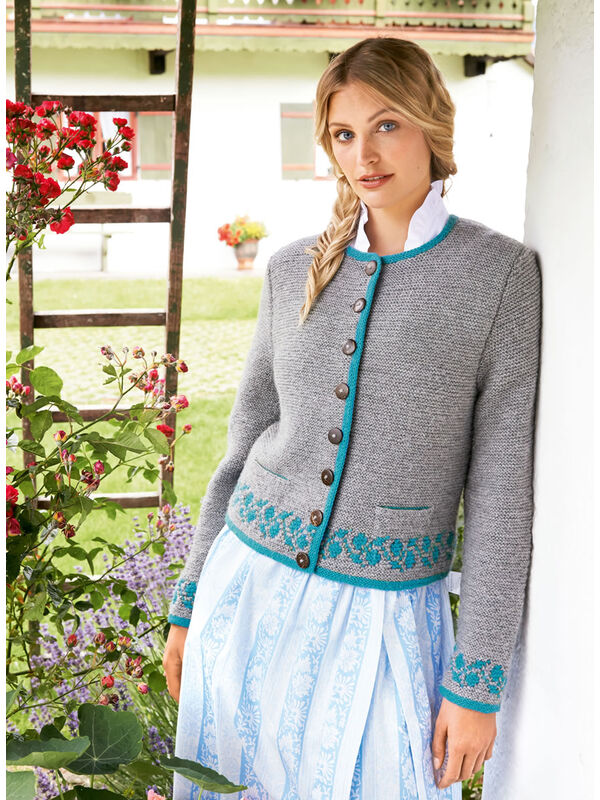 Lana Grossa DAMENJANKER MIT BLATTBORDÜREN  Alpina/Cool Wool Big