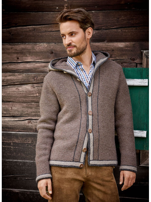 Lana Grossa HERREN-KAPUZEN- JACKE MIT STREIFENBLENDEN  Alpina