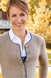 Lana Grossa DAMENJACKE MIT DUNKELBLAUER UMRANDUNG Alpina/Cool Wool Big