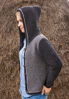 DAMENJACKE MIT KAPUZE UND STREIFENBLENDEN Alta Moda Alpaca von Lana Grossa