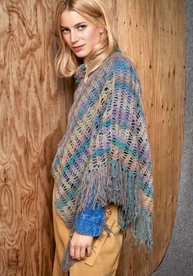HÄKELPONCHO MIT FRANSEN Cashmere 16 Fine Degradé von Lana Grossa