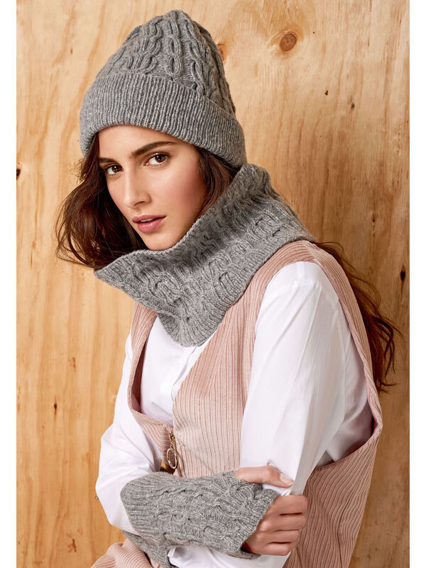 Lana Grossa HANDSTULPEN MIT ZOPFMUSTERN Cashmere 16 Fine