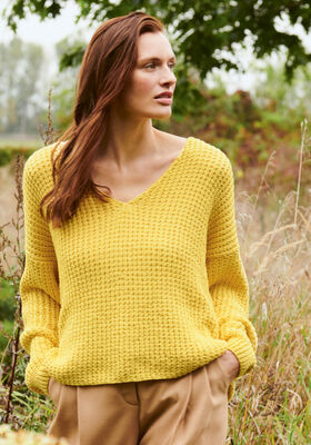 V-PULLI IM RIPPENMUSTER Organico von Lana Grossa