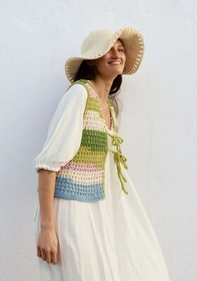 WESTE IN FILETHÄKELEI Natural Cotton von Lana Grossa