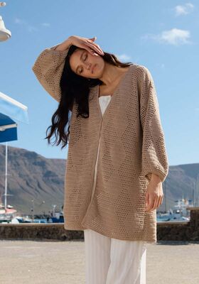 LONGCARDIGAN IM GITTER–RAUTENMUSTER Alta Moda Cotolana von Lana Grossa