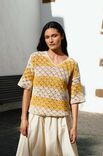 Lana Grossa V-PULLOVER IM STÄBCHEN-RAUTENLOCHMUSTER Landlust Baumwolle