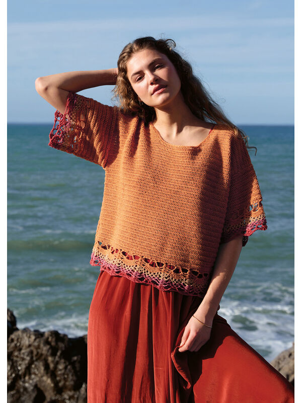 Lana Grossa PULLOVER IN STÄBCHEN MIT BORDÜREN IM ANANASMUSTER Diversa