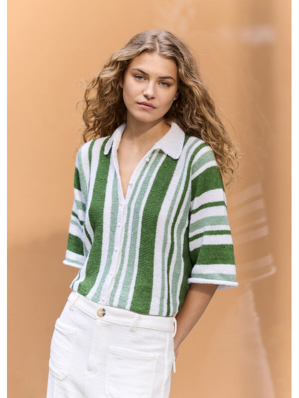 Lana Grossa POLOJACKE MIT STREIFEN Ecopuno