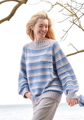 TOP DOWN STREIFENPULLOVER Cool Wool Big Mélange von Lana Grossa