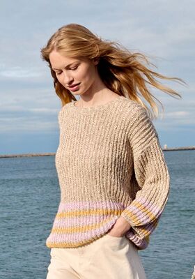 PULLOVER IM HALBPATENTMUSTER MIT STREIFEN Bottoni von Lana Grossa