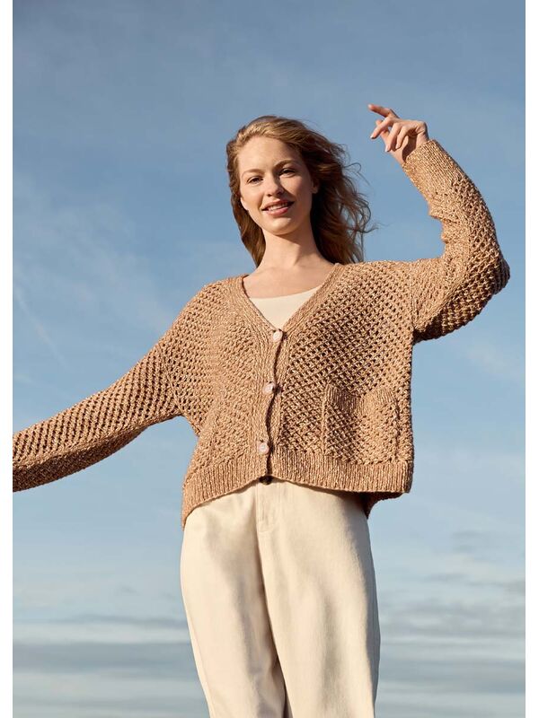 Lana Grossa JACKE IM GITTERLOCHMUSTER Bottoni