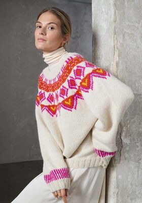TOP-DOWN-PULLOVER Natural Lama Chunky von Lana Grossa