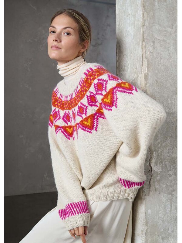 Lana Grossa TOP-DOWN-PULLOVER Natural Lama Chunky
