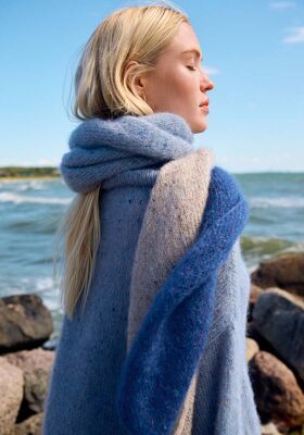 DIAGONALER SCHAL Natural Superkid Tweed von Lana Grossa