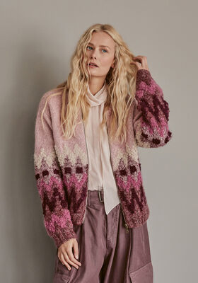 JACQUARD-JACKE Natural Alpaca Pelo, Silkhair & Orsetto von Lana Grossa