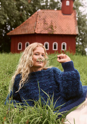 T-PULLI IM HEBEMASCHENMUSTER Orsetto Moulinè & Mohair di Gio von Lana Grossa