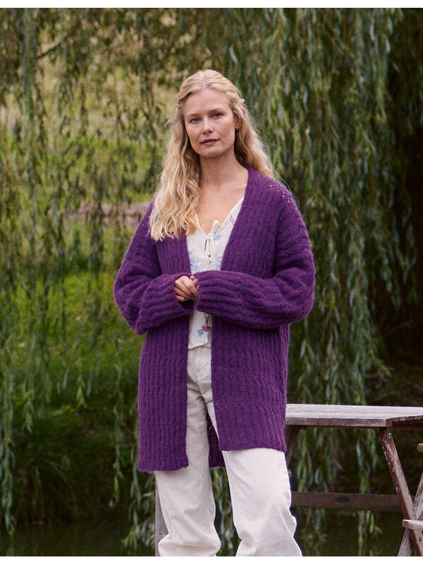 Lana Grossa CARDIGAN MIT RIPPEN UND LOCHMUSTER Nebbia