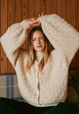 CARDIGAN IM WÜRFELMUSTER Natural Alpaca Pelo von Lana Grossa