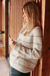 Lana Grossa RUNDPASSENPULLOVER MIT STREIFEN Natural Alpaca Pelo