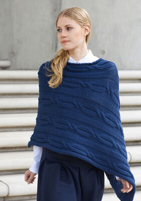 PONCHO MIT MARITIMEN ZÖPFEN Superbingo von Lana Grossa