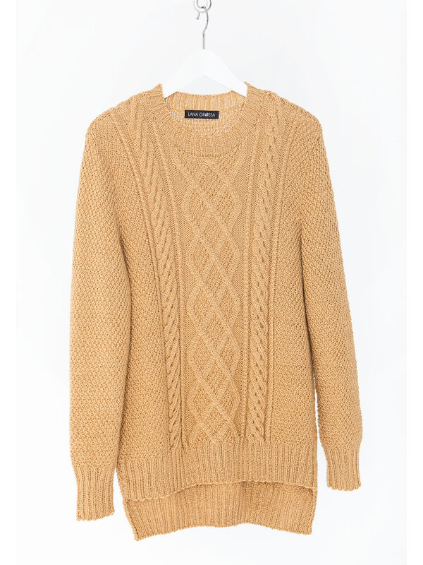 Lana Grossa PULLI IM PERLMUSTER MIT ARANMUSTER IM VORDERTEIL Cool Wool Alpaca