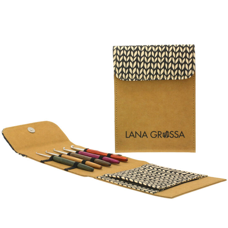 Lana Grossa Wollhäkelnadel-Set Design-Holz Signal Klein (Braun)