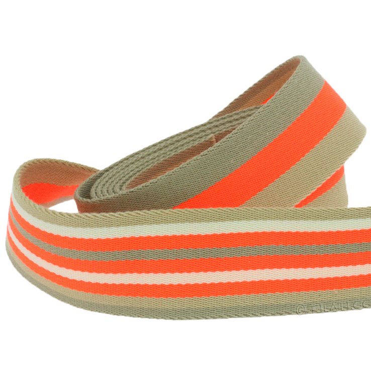 Taschengurtband | 901-Neonorange/Beige