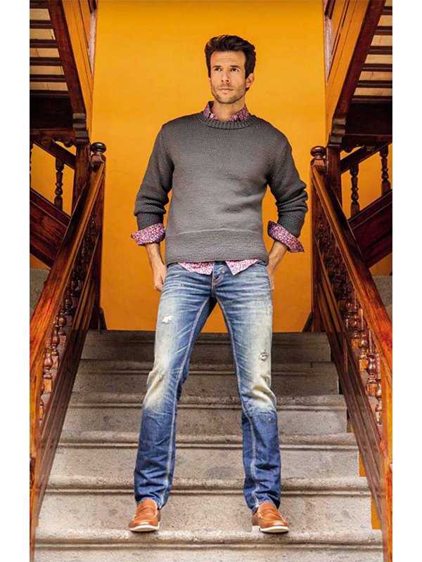 Lana Grossa HERRENPULLI MIT BREITEN BLENDEN Cotofine