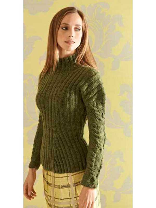 Lana Grossa RIPPENPULLI MIT ZOPFÄRMEL Merino Air