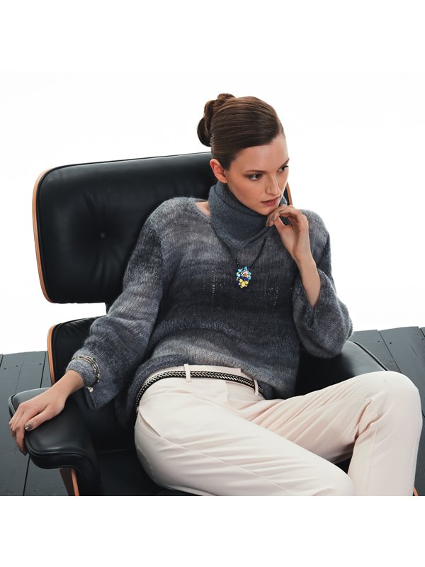 Lana Grossa PULLI MIT AUSGESTELLTEN ÄRMELN Lace Pearls/Silkhair Print