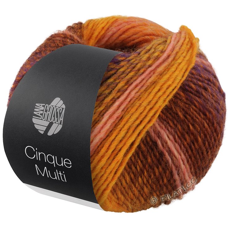 Lana Grossa CINQUE MULTI | 04-Maisgelb/Braun/Orange/Flieder/Senf meliert