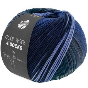 Lana Grossa COOL WOOL 4 SOCKS PRINT II | 7795-Stahlblau/Hellgrau/Tintenblau/Nachtblau/Blauviolett/Grau