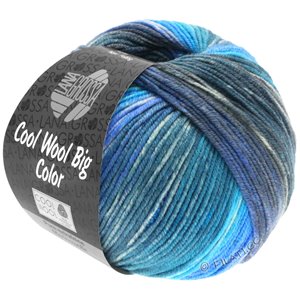 Lana Grossa COOL WOOL Big Color | 4018-Türkisblau/Ecru/Jeans/Petrolblau/Blaugrau