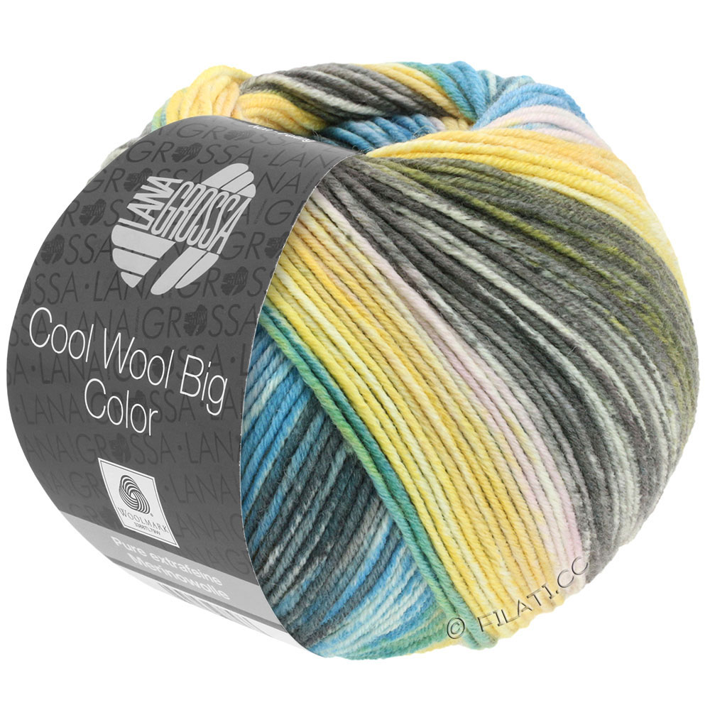 Cool Wool Big Color Lana Grossa Fb 4006 Petrolblau/Graublau/Graphit/Natur 100 g