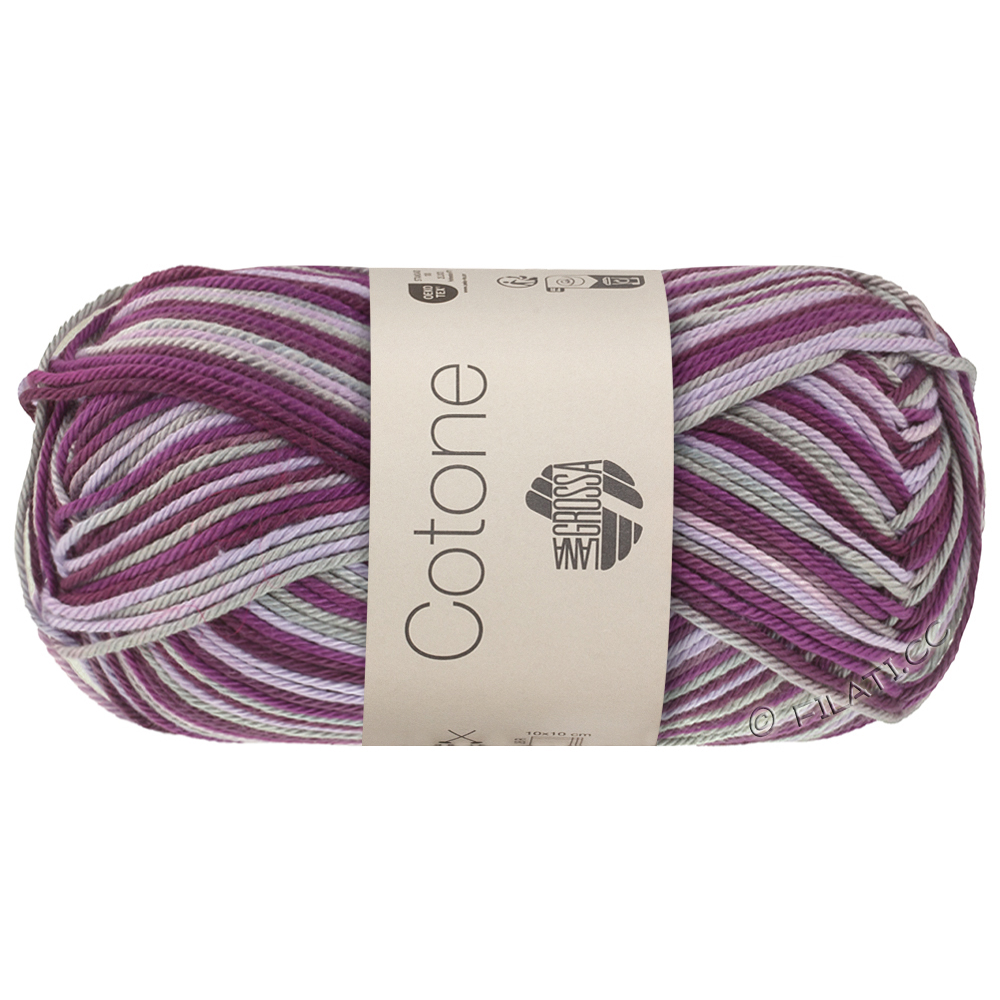 Lana Grossa COTONE  Print/Spray/Mouliné | 368-Violett/Orchideenlila/Flieder/Grau