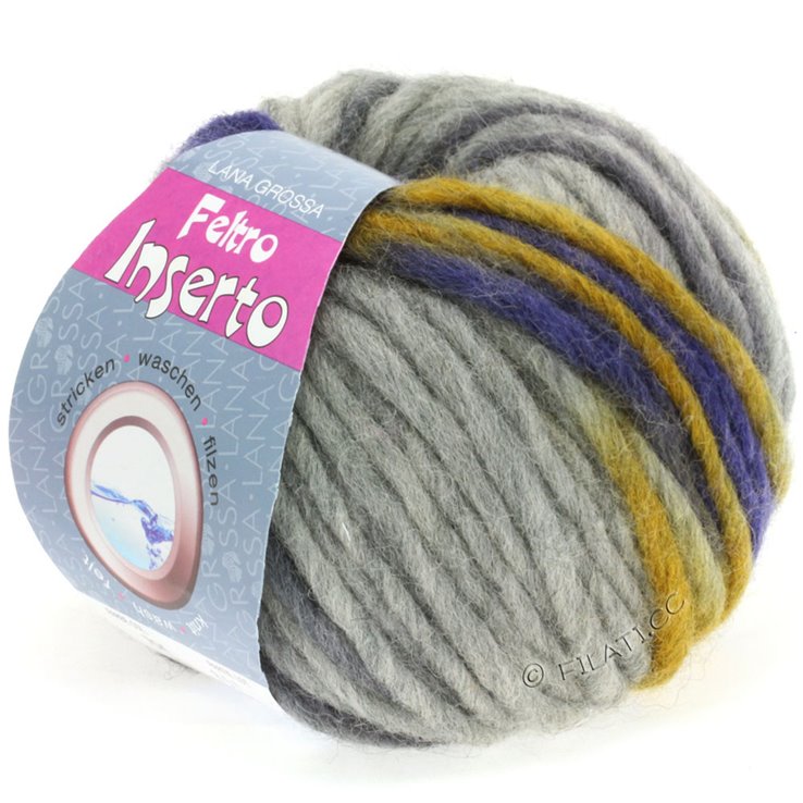 Lana Grossa FELTRO Inserto | 704-Grau meliert/Goldbraun/Blauviolett