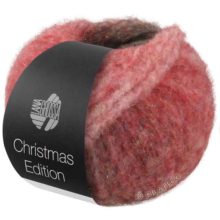 Lana Grossa GIGANTE (Christmas Edition Lurex) | 999-Grau/Weißgrau/Ecru/Weißrot/Beere gestreift
