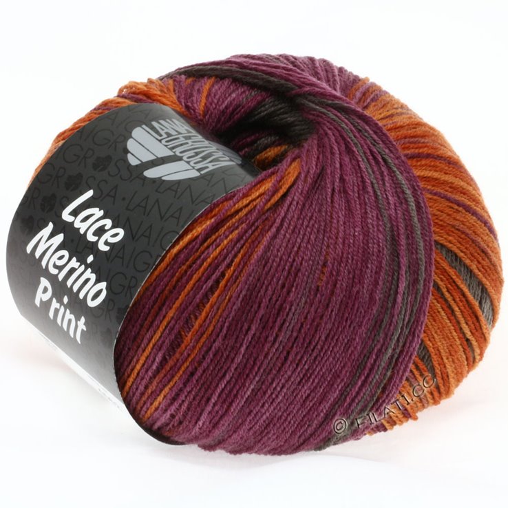 Lana Grossa LACE Merino Print | 101-Weinrot/Rost