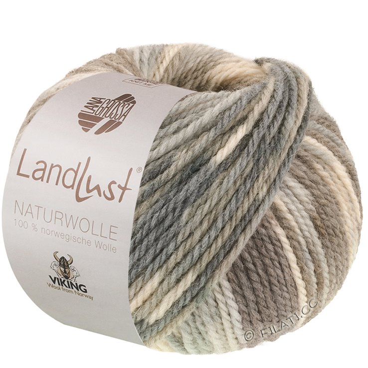Lana Grossa LANDLUST Naturwolle Print | 101-Grau/Creme