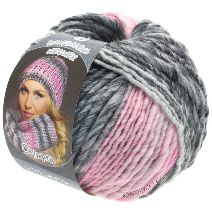 Lana Grossa OLYMPIA Grey | 801-Dunkelgrau/Hellgrau/Rosa/Pink
